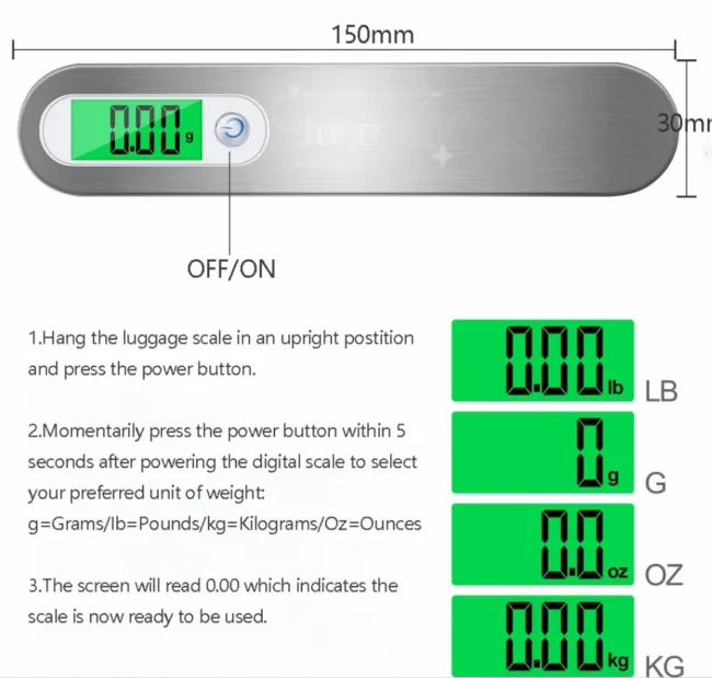 Digitale Kofferwaage Gepäckwaage Hängewaage Reisewaage Handwaage 10g-50kg lb oz – Bild 2